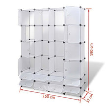 Luckyfu Questo Scaffale armadietto modulare con 18 Scomparti Bianco 37 x 146 x 180,5 cm.Questo Armadio Fornira Una Soluzione di Stoccaggio Ideale.Armadio Guardaroba.