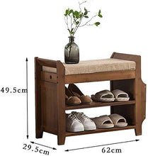 YANG 2 Livello Wooden Shoe Rack Change Scarpe Panca Imbottita poggiapiedi Bagagli Petto Guardaroba Dressing Table Sgabello ottomano Carico 250kg (Size : L/60CM)