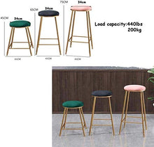 LWW Sgabelli, Round tessuto Sgabello casual imbottito Sedia da pranzo con gambe in metallo spessa imbottitura del sedile Altezza,Seatheight75cm
