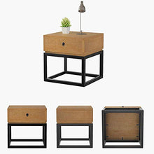 DGHJK Tavolino da caffè in Stile Mid-Century Color Noce con 1 cassetto Comodino Comodino Comodino con Struttura in Metallo Nero 48 * 45 * 50 cm
