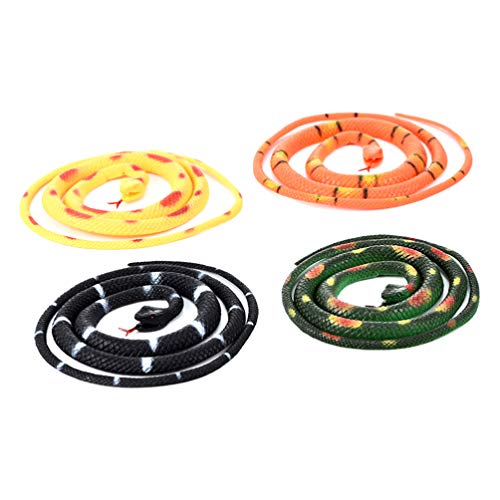 NUOBESTY 4 Pezzi Falso Serpente Horror Serpente Morbido Scala Riutilizzabile Simulazione Grano Serpente Scherzo Giocattolo Serpente Erba per Pesci D'aprile Halloween Festa Cosplay