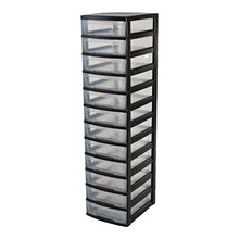 Iris Ohyama, Torre di stoccaggio, 12 cassetti da 6 L, con ruote, maniglie ergonomiche, ufficio, garage - New Chest NMC-012 - Nero