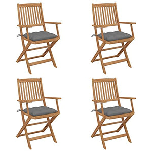 vidaXL Sedie da Giardino Pieghevoli 4 pz con Cuscini Massello Acacia