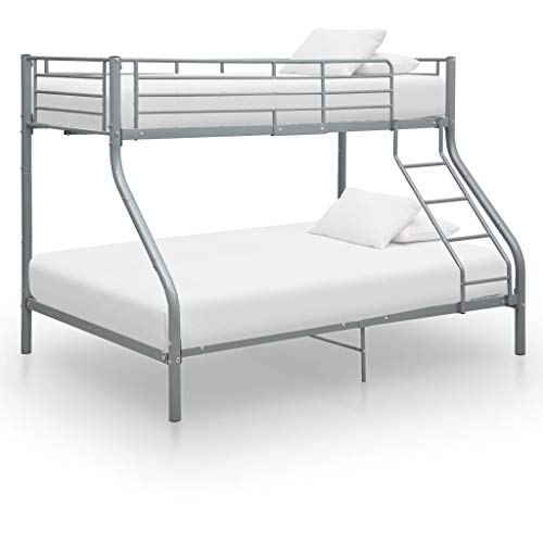 BIGTO - Struttura letto a castello in metallo, per camera da letto, colore: grigio, 140 x 200 cm, 90 x 200 cm
