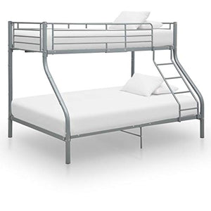 BIGTO - Struttura letto a castello in metallo, per camera da letto, colore: grigio, 140 x 200 cm, 90 x 200 cm