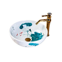 Lavabo in Ceramica Tondo Dipinto a Mano Mini Paletta lavabo Bagno Balcone Arte 35cm lavabo Lavabi