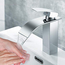 Rubinetto Lavabo a Cascata, Miscelatore Bagno in Ottone, Rubinetto Lavabo Bagno con Grande Uscita Acqua, Rubinetto Lavabo Monocomando con Acqua Calda e Fredda Disponibile