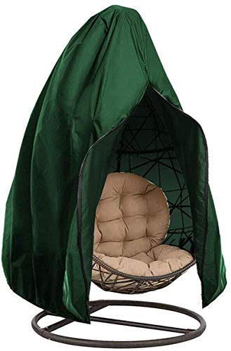 Zerci, copertura impermeabile per sedia a uovo da esterni, in rattan, per sedia a dondolo in vimini, copertura antipolvere per mobili da giardino (190 x 115 cm, verde)