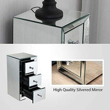 YRRA Comodino a Specchio Comodino Comodino con 3 cassetti e Comodino in Cristallo intarsiato Diamante per Camera da Letto Soggiorno Ufficio Sala Reception (1 Confezione Argento)