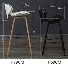 WGEMXC Sedia, Sedia da Ufficio Domestico, Sgabello Sgabelli da Bar in Legno Massello, Sgabello Alto Decorativo per Mobili Neri, Sedia per il Tempo Libero,Gambe Nere,H69Cm