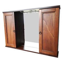 Specchiera pensile cm.91,8x16x60, 2 ante in legno arte povera con illuminazione