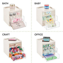 mDesign Mini cassettiera da appoggio — Cassettiera da Ufficio per cancelleria — Pratico portaminuterie da Tenere sulla scrivania — Set da 2 — Crema/Trasparente