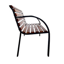 PiuShopping Panchina da Esterno, Balcone e Giardino, in Legno e Acciaio, Design Elegante e Moderno, 12 Doghe – 122x65x79h