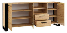 BIM Furniture Cassettiera Nuka D 197 cm credenza Highboard Armadio rovere artigianale nero