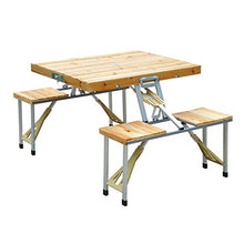 Outsunny Tavolo da Campeggio Pieghevole a Valigetta con Sedie in Legno, Tavolo da Picnic Telaio in Alluminio per Esterno