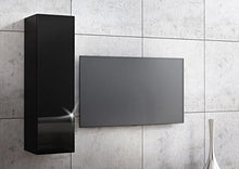 RODRIGO - Armadietto da bagno con finitura lucida, altezza 105 cm (corpo nero opaco + frontale nero lucido)
