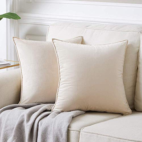 ZPXTI 45x45 Federe in Velluto,2 Pezzi Copricuscini Decorativi per Divano Camera da Letto Casa,Federe Cuscini Divano Quadrati Morbido di Velluto (Color Crema, 45x45cm)