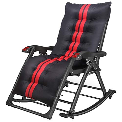 Sywlwxkq Sedia a Dondolo Zero Gravity Patio Sedia reclinabile Pieghevole Sedia da Campeggio reclinabile con Cuscini Prato Outdoor Office Beach Portable Supporti 200kg Nero