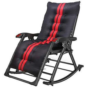Sywlwxkq Sedia a Dondolo Zero Gravity Patio Sedia reclinabile Pieghevole Sedia da Campeggio reclinabile con Cuscini Prato Outdoor Office Beach Portable Supporti 200kg Nero
