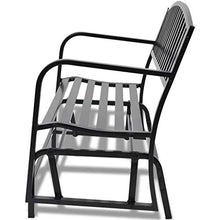 Cikonielf Panchina da Giardino a Dondolo 128 x 65 x 86 cm Panchina da Giardino con Braccioli Curvati Elegante Robusta Classica-Nera in Acciaio
