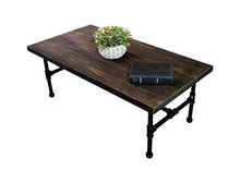 Furniture Pipeline Corvallis Industrial Rectangle Pipe Coffee Cocktail-Table Metal with Reclaimed Aged Wood Finish - CT1-BL/BL/BL