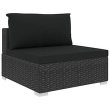 vidaXL Set Divani da Giardino 13 pz con Cuscini Foderati Lavabili Modulare Leggero Elegante Arredi da Esterno in Polyrattan Nero Telaio in Acciaio