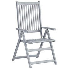Qnotici Set 3 Pezzi di Sedia da Giardino in Legno massello di Acacia, Sedia da Giardino per Esterni per Il Tempo Libero Sedia Regolabile per Cena in Famiglia 120 x 120 x 75 cm-Grigio