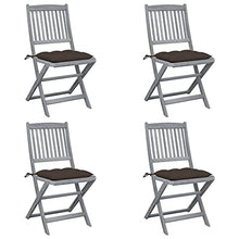 vidaXL Sedie da Giardino Pieghevoli 4pz con Cuscini in Massello Acacia
