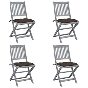 vidaXL Sedie da Giardino Pieghevoli 4pz con Cuscini in Massello Acacia