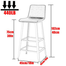 JHBW Sgabelli da Bar, sgabelli da Bar con schienali, sgabelli da Bar con Struttura in Metallo, per Bar, caffè e Bar, 75 cm (30 Pollici)