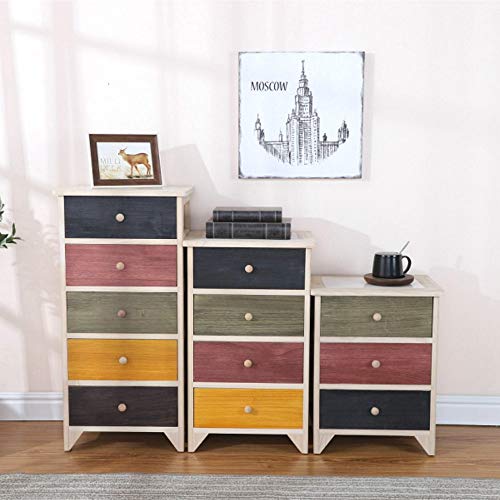 Comodino Combinazione Cassettiera Mobili in legno Tavoli da salotto Comodino con cassetti Tavolino da telefono per Camera da Letto Soggiorno Casa ( Color : Multi-colored , Size : Four floors )