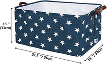 ZDD Cesto portabiancheria sotto Il Letto con Coulisse in Tela da 15 Pollici in Cotone Blu Navy, Strisce Blu, Grande 17 Pollici