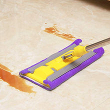 SSAYY Mop Mop Piatto Maniglia in Acciaio Inossidabile più Panno in Microfibra Morsetto Asciugamano Piastrella per Pavimenti in Legno Famiglia Rotante Scopa A 360 Gradi