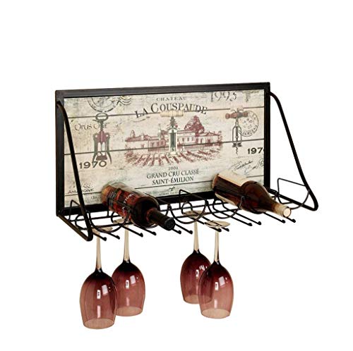 WLABCD Cremagliera da Vino, a Parete, Bar, Ristorante, Bottiglia Di Vino, Metallo, Ferro da Stiro Europeo e Tappezzeria in Legno Appendiabiti in Vetro