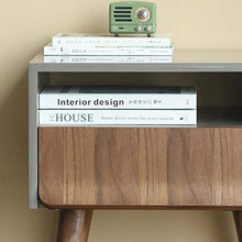 Jcnfa-Tavoli Comune Grigio, ripiano a 2 Strati, con Base in Legno massello con cassetti (Color : Gray, Size : 17.71 * 14.17 * 23.62in)