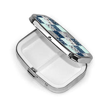 Scatola quadrata per pillole medicinali Woodland Patchwork in menta blu navy e grigio moda pillola organizer viaggio pillola caso dispenser per vitamine integratori