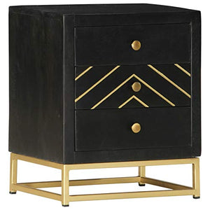 Tidyard Comodino Classico con 3 Cassetti in Legno Massello di Mango Nero 40x30x50 cm,Comodino Camera da Letto,Comodino Cameretta in Legno,Comodino Classico,Comodino con Cassetti,Comodino Rustico