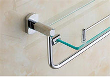 GJJSZ Mensole in Vetro a 1 Livello per Bagno con portasciugamani,Rame,Finitura cromata,Porta Cosmetici,mensola da Bagno 60 * 15 * 14 cm