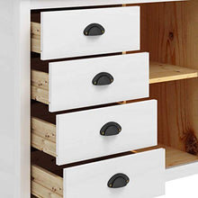 Tidyard Credenza Bianca Moderna Legno Massello di Pino con Cassetti e Anta,Armadietto Bianco Moderno con Cassetti,Credenza da Salotto,Armadietto da Salotto,Mobiletto da Salotto Soggiorno 91x40x80 cm