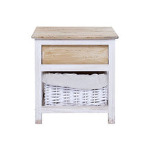 Rebecca Mobili Comodino piccolo, cassettiera con 2 cassetti di vimini, legno, bianco, shabby chic, camera bagno - Misure: 42 x 40 x29 cm (HxLxP) - Art. RE4196