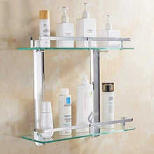 AINIYF Bagno Bagno Doccia Mensola Organizzatore Parete Punch-Free Vetro temperato rettangolo 2 Tiers Alluminio dello Spazio Cosmetic Rack, 2 Metodi di Installazione (Dimensioni: 40x13x39cm)