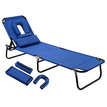 tayer Lettino a Sdraio per Prendere Il Sole con Cuscino e Foro di Lettura, Lettino Prendisole Sdraio Pieghevole con tettuccio e Schienale Regolabile, per la Schienale da Giardino all'aperto (Blu)