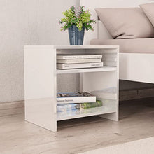 vidaXL Comodino con Ripiano e Vano a Giorno Classico Elegante Versatile Armadietto Notte Tavolino Salotto Bianco Lucido in Truciolato