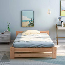 Keebgyy Letto in legno massiccio con testiera e rete a doghe, naturale (200 x 90 cm)