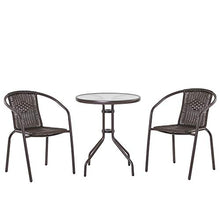 Outsunny Set Tavolo Pieghevole e 2 Sedie da Giardino in Acciaio e Rattan PE, Arredamento da Esterno da 3 Pezzi Marrone