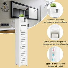 COSTWAY Mobile a Colonna per Bagno, Mobiletto Armadietto Alto a Pavimento, con Cassetti, Moderno, in Legno, Bianco