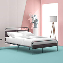 belupai Telaio letto con testiera e pedana in legno, telaio singolo in metallo con grande spazio per adulti, bambini e ragazzi, facile da montare (nero, 140 x 200 cm)