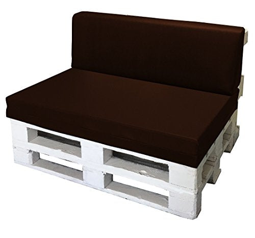 SET CUSCINI PER DIVANI PALLET BANCALI Seduta 120x80x15 cm + Schienale 120x39x11-19 cm - Ecopelle IDROREPELLENTE MARRONE