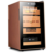 FJNS Elettronico Sigari Humidor - Tocco e Isolamento digitali Intelligenti e Funzione di Raffreddamento idratante - Doppio Vetro temperato - Mensole in Cedro Spagnolo,d'oro,48L