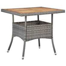 SKM Set Mobili da Pranzo da Giardino 3 pz Grigio Polyrattan Acacia (17.5kg) Grigio-8313